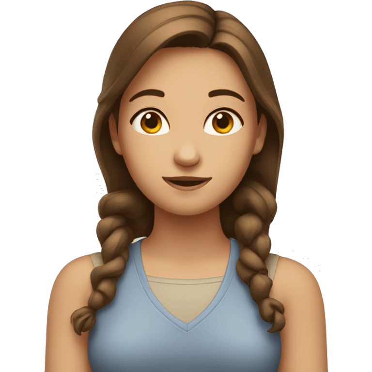 girl with brown hair with hands on neck emoji