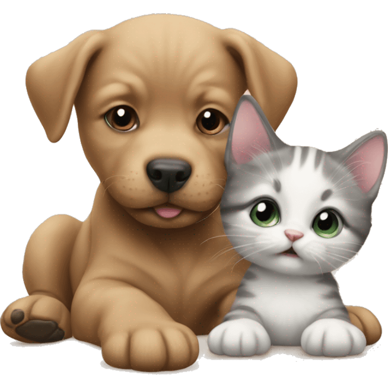 Baby dog and baby kitten  emoji