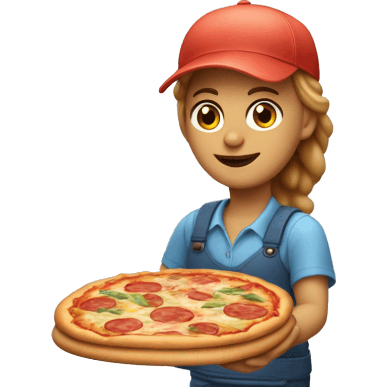 fair-skinned courier delivers pizza and burgers emoji