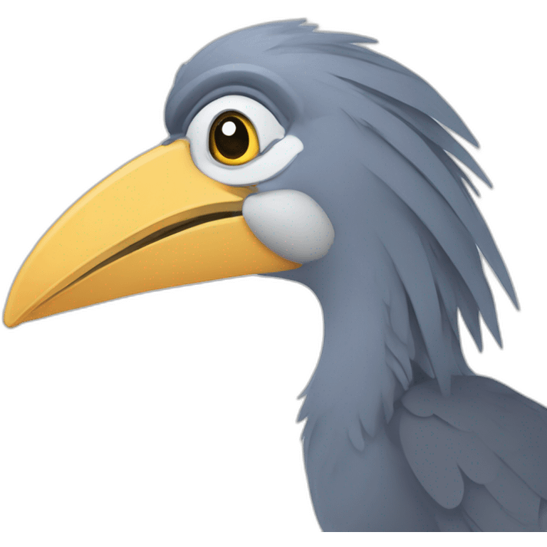 A shoebill programming in TypeScript emoji