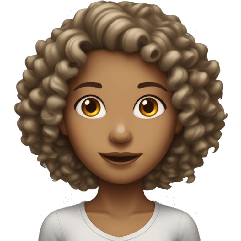 curly head light-skin girl emoji