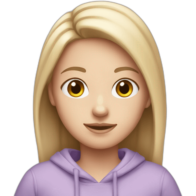 White girl in lilac sweatshirt emoji