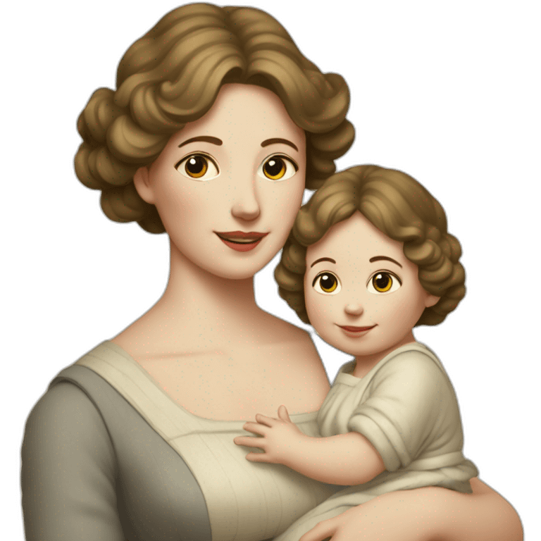 mum and baby in early 20th centure emoji