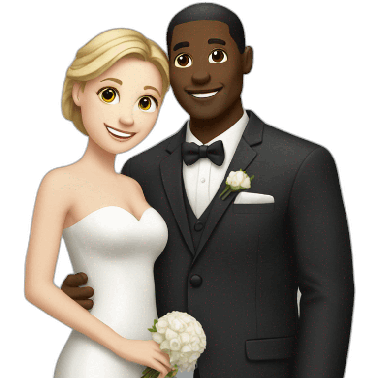 Interracial marriage white woman black man happy emoji