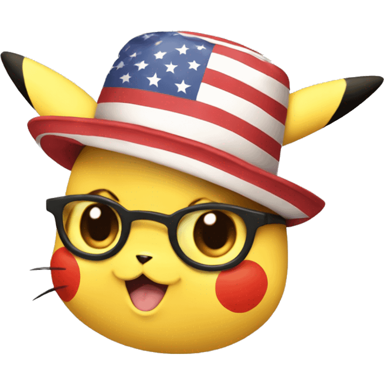 Pikachu wearing an American flag hat emoji