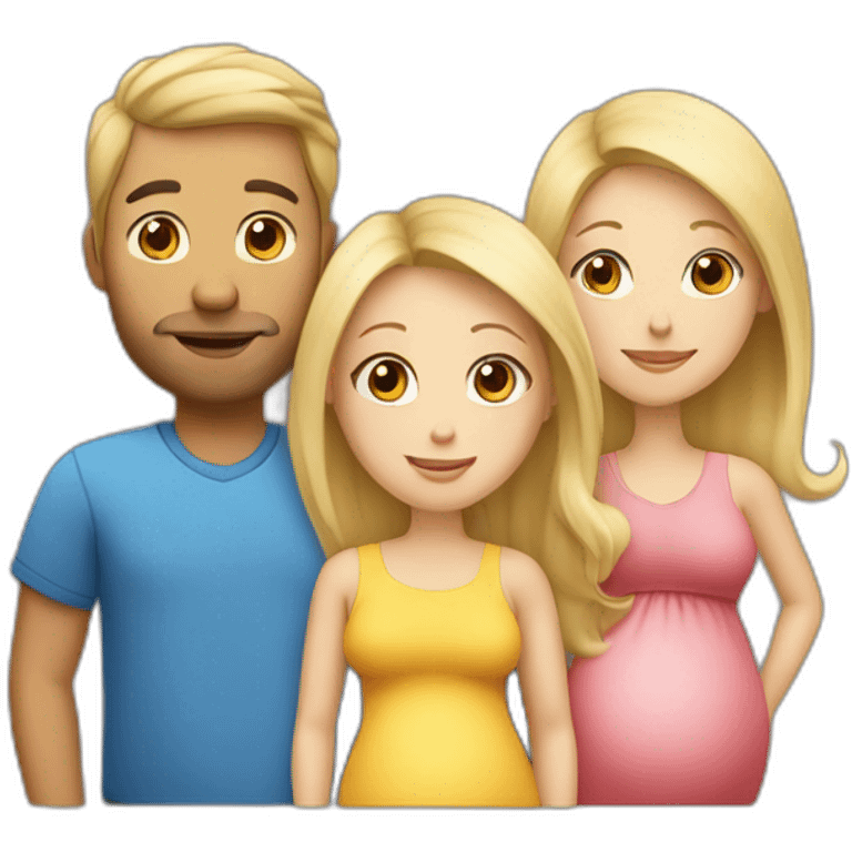 Family;blonde-haired-pregnant-mother, blonde-haired-child, black-haired-dad emoji