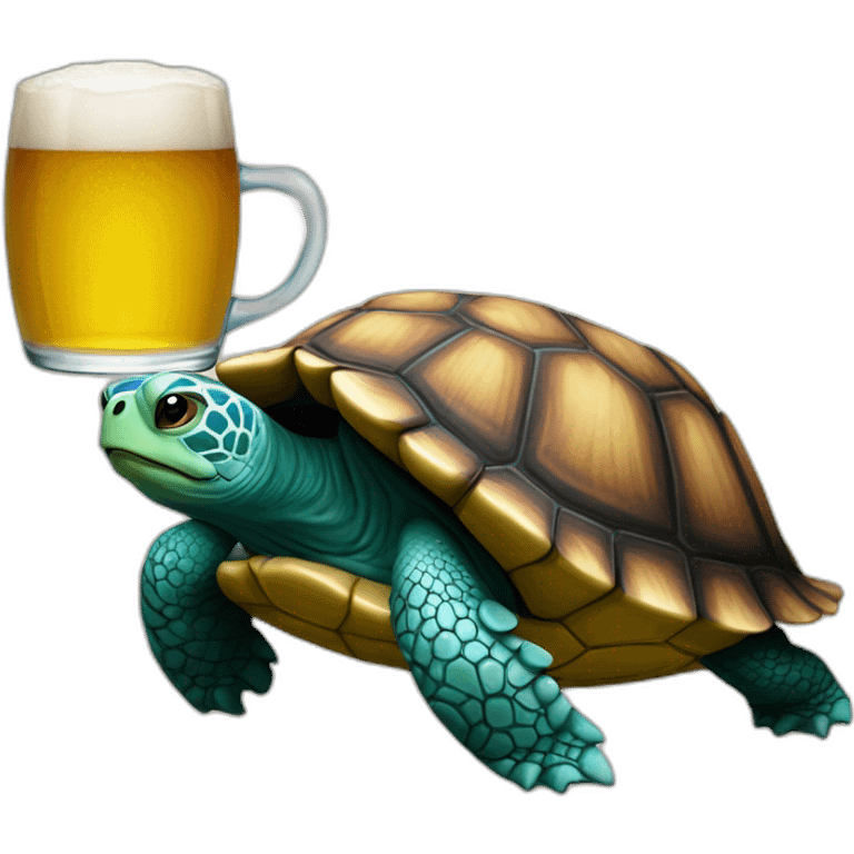 une tortue avec une bierre emoji