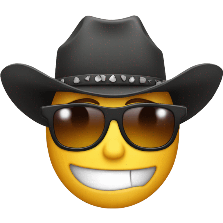 Tear coming out from under the sunglasses of a smiling cowboy emoji