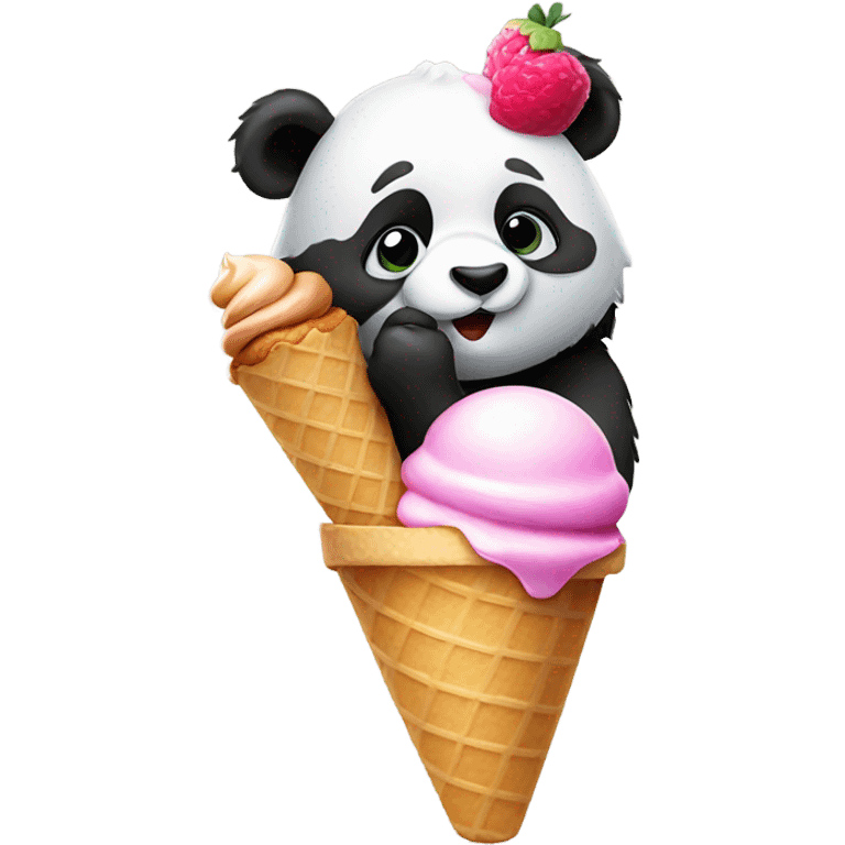 Panda eating ice cream emoji