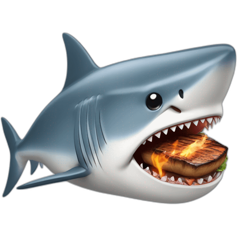 Un requin avec un barbecue sur la tête  emoji