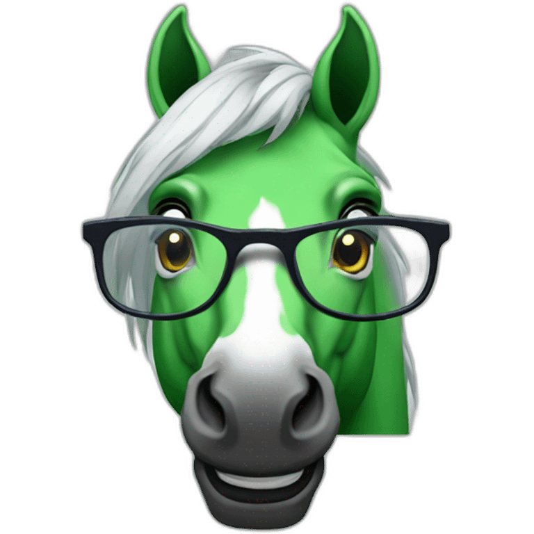 Green horse with glasses emoji