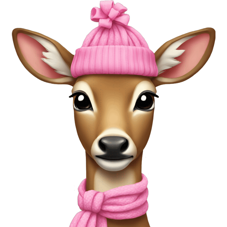 Deer wearing a pink scarf with a bow on its head  emoji