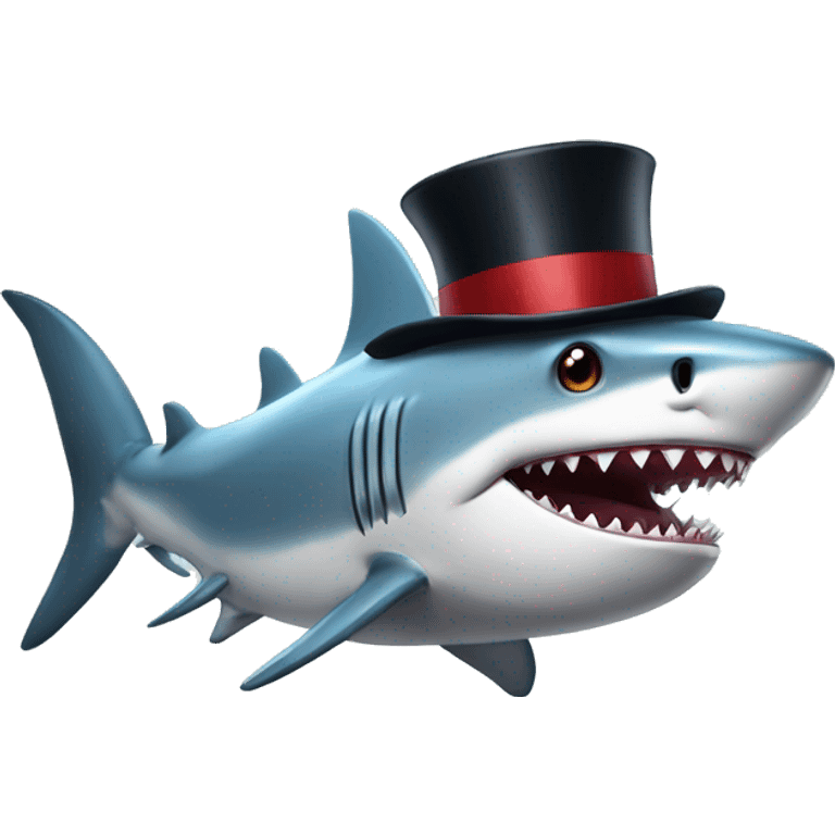 Shark with a top hat emoji