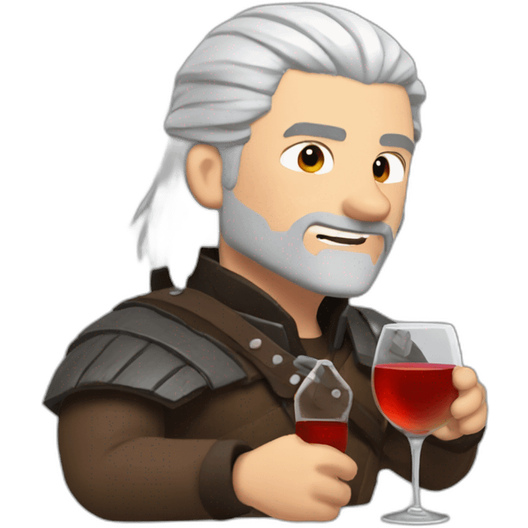 Geralt of Rivia drunk with a bottle wine  emoji