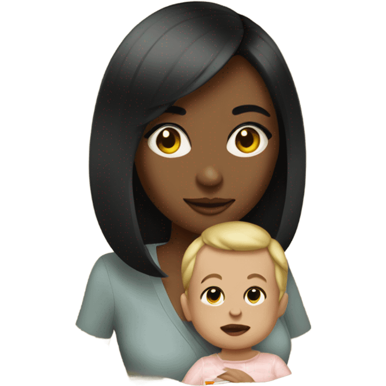 woman with long lashes and a side part bob holding a cigarette and a baby boy  emoji