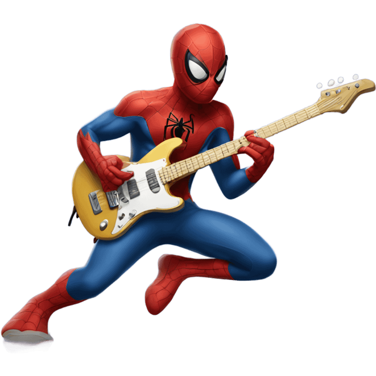 Spider-man playing electro guitar emoji