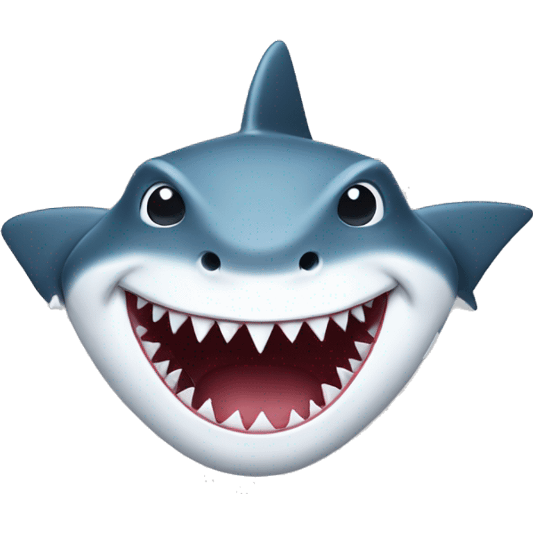 Shark head pointed up with mouth open  teeth need to be aligned  emoji