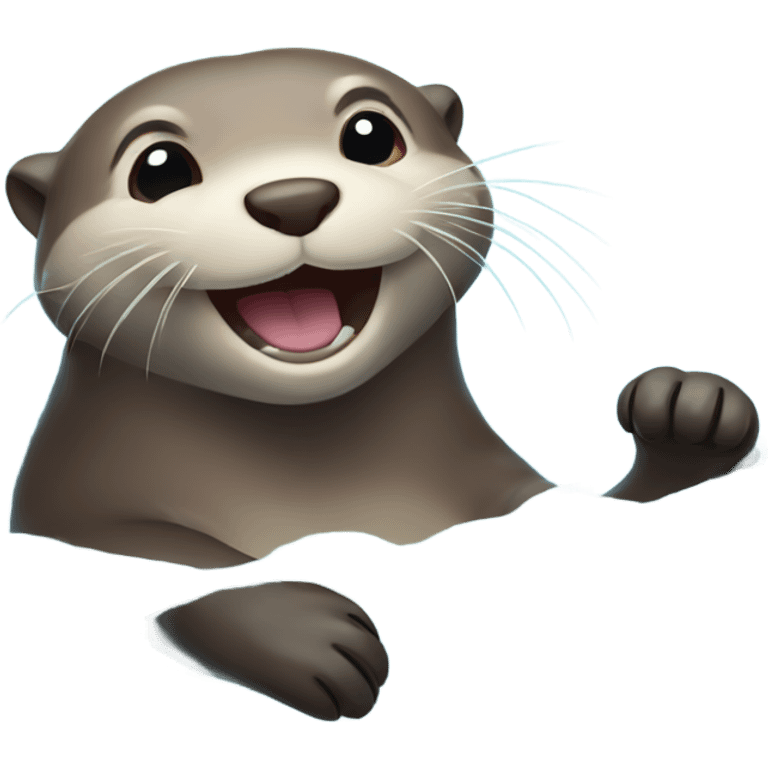 Happy otter playing in water emoji