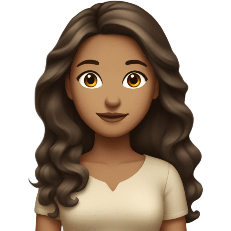 tan girl with long dark brown hair and brown eyes wealthy emoji