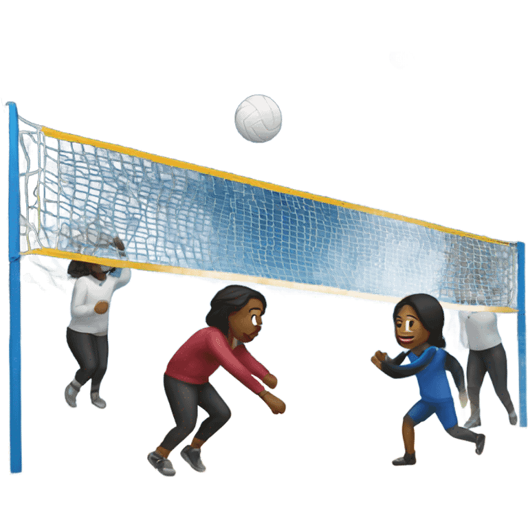 friends playing volleyball in winter at night  emoji