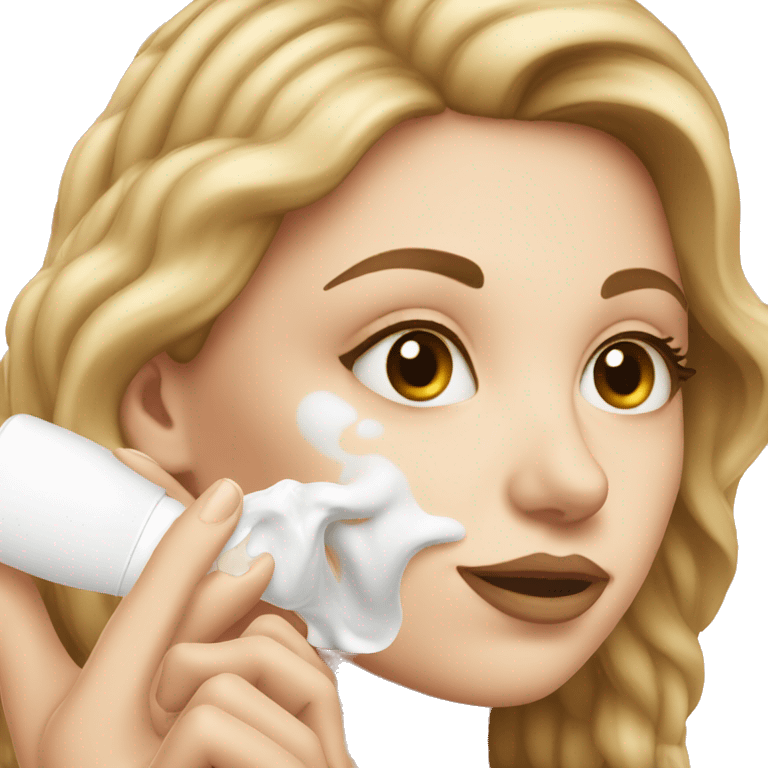 white girl applying cream on face emoji