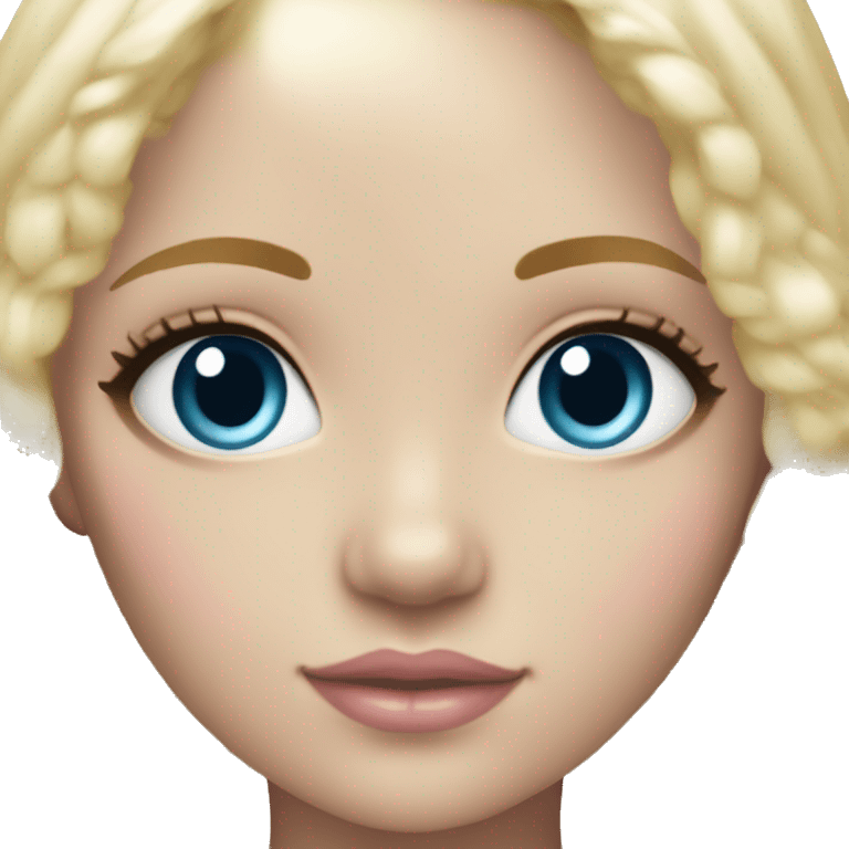 ocean blue doll eyes, blonde hair, feminine, pink, girl, angelic emoji