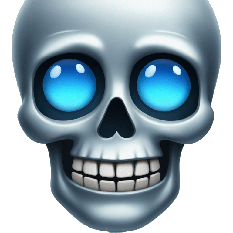 blue eyed silver skull emoji