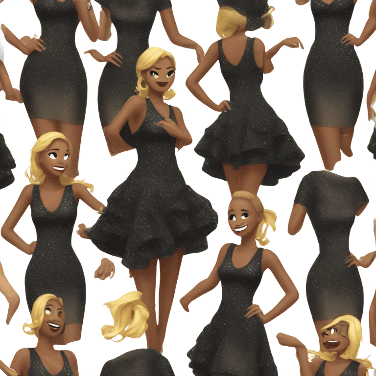 sparkly short black bodycon dress floating in the air emoji