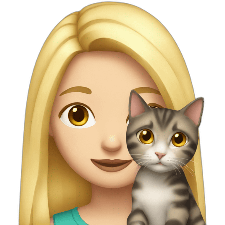 Blonde girl with calico cat emoji