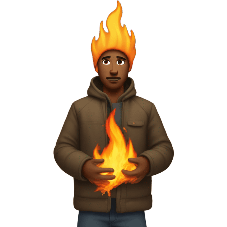 Guy on fire in the snow  emoji