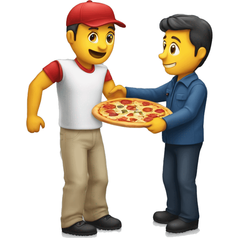 The customer handing a pizza back to the pizza delivery man emoji