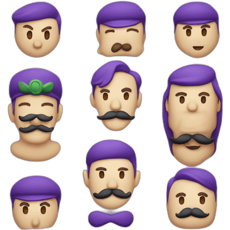 Luigi en violet avec une moustache en w emoji