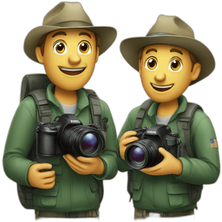 2 wildlife photographers talking emoji