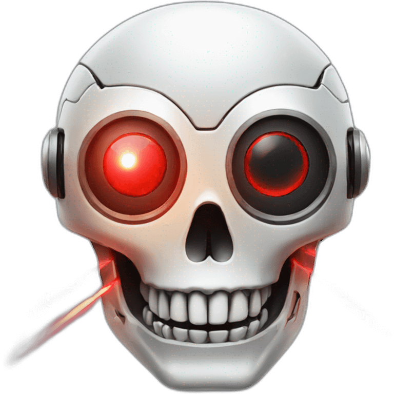 Robot skull with red lasers shooting out of eyes emoji