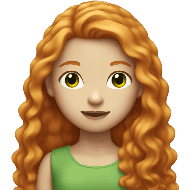 Ginger girl with long hair light skin and green eyes  emoji