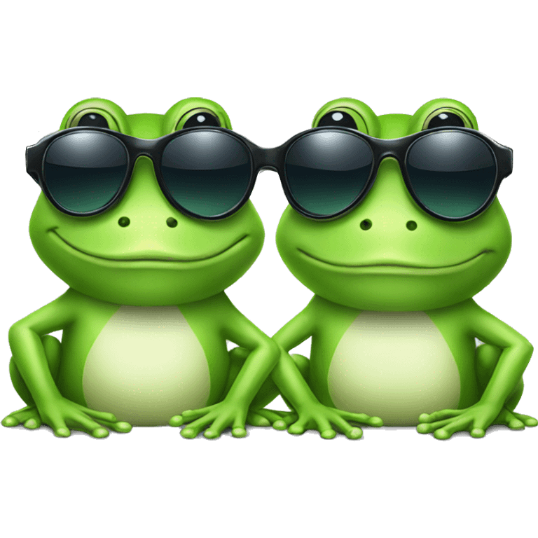 two cool green frogs with sunglasses  emoji