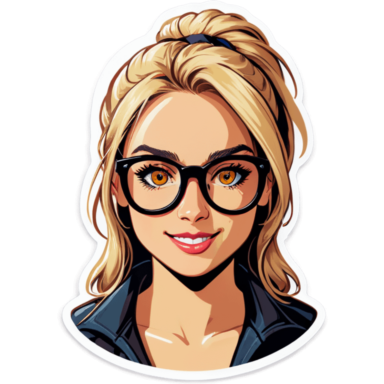 Rubia con gafas y pelo largo emoji