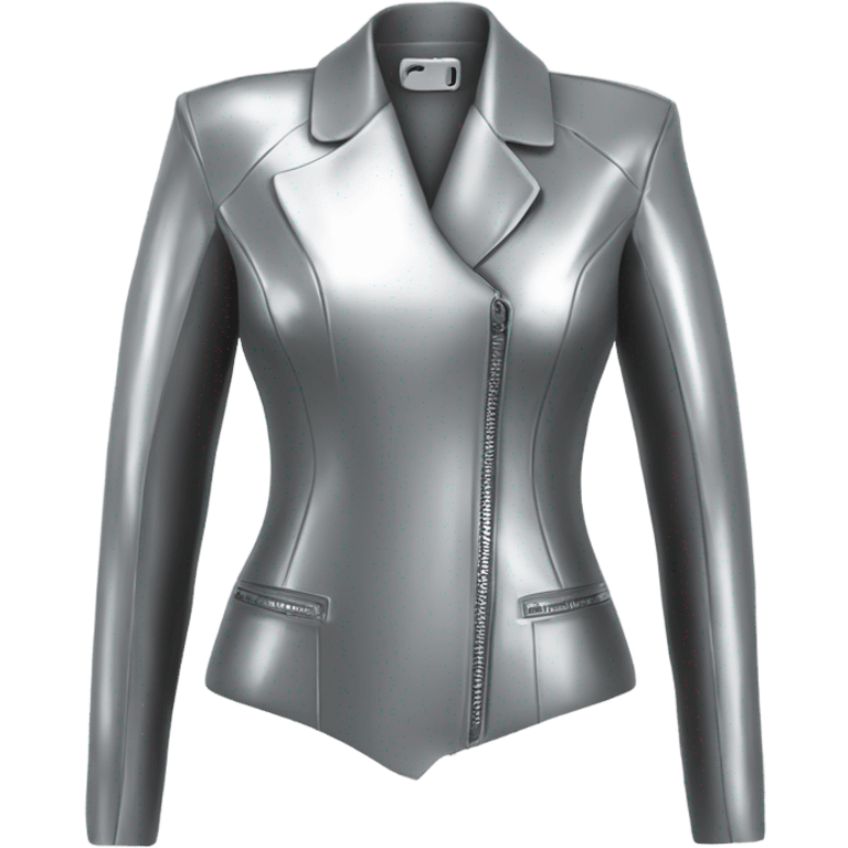 silver female latex jacket full view emoji