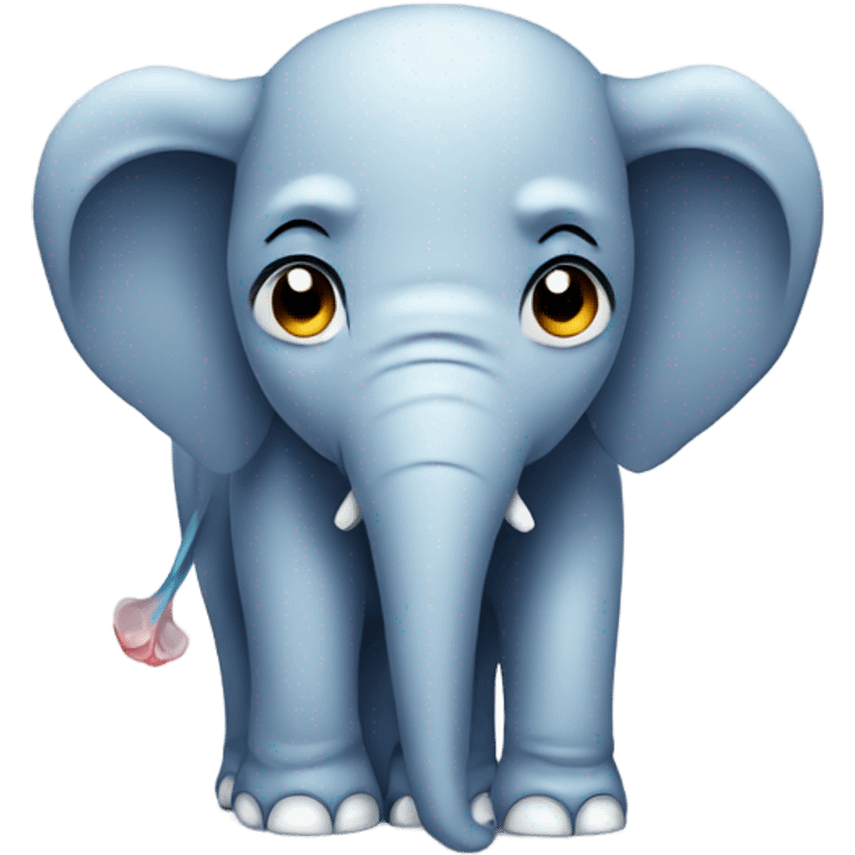 Sad elephant with a fever and cold emoji