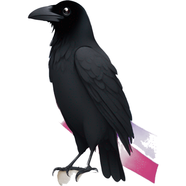 A raven holding a trans flag emoji