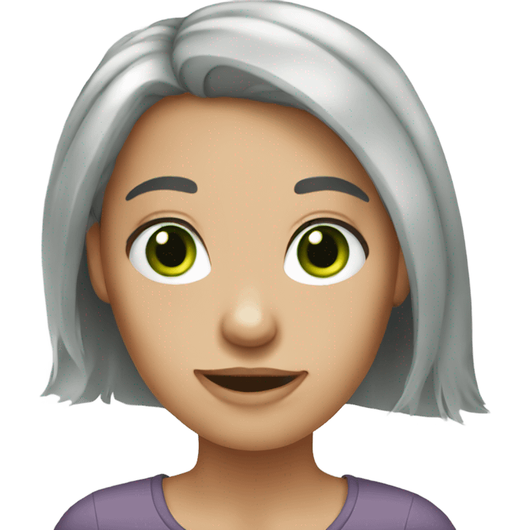 gray hair girl green eyes emoji