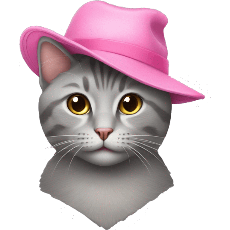 grey cat in a pink hat  emoji