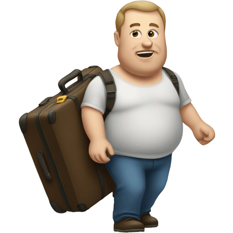 Fat russian guy holding a suitcase in a fancy hallway that’s so fat it’s blurry and takes up the whole screen emoji