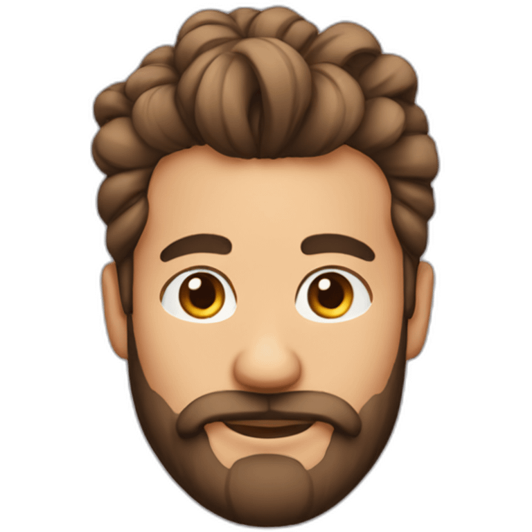 man a bun hairstyle and a beard at a laptop emoji