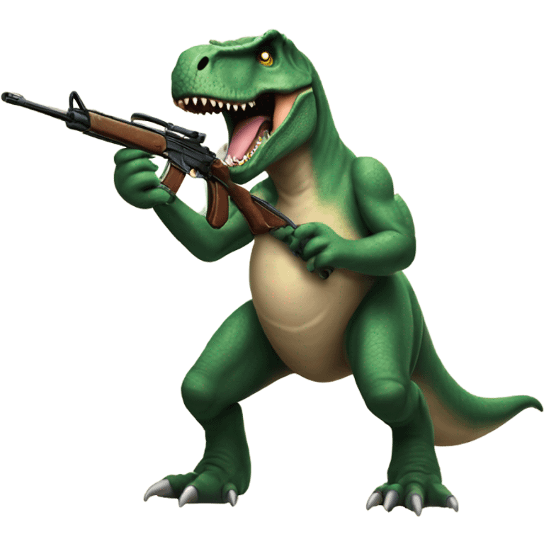 T-Rex holding rifle emoji