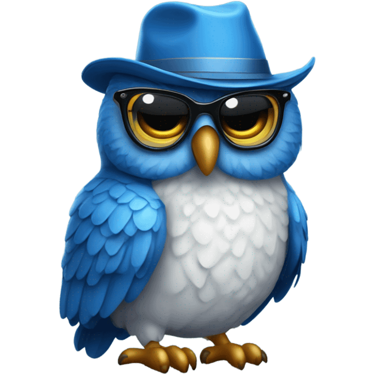 Blue owl looking cool emoji