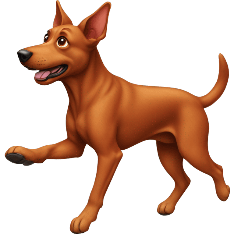 realistic solid red dog with pointed ears running emoji