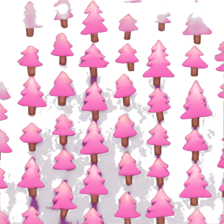 Pink Christmas trees with lights, bows and a star on top emoji