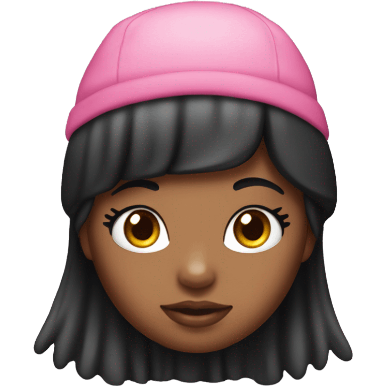 Hello kitty con gorro black girl with straight hair and eyelashes emoji