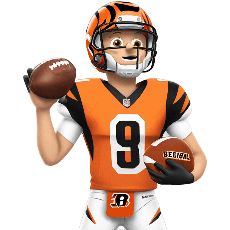 Joe burrow playing for the Cincinnati bengals emoji